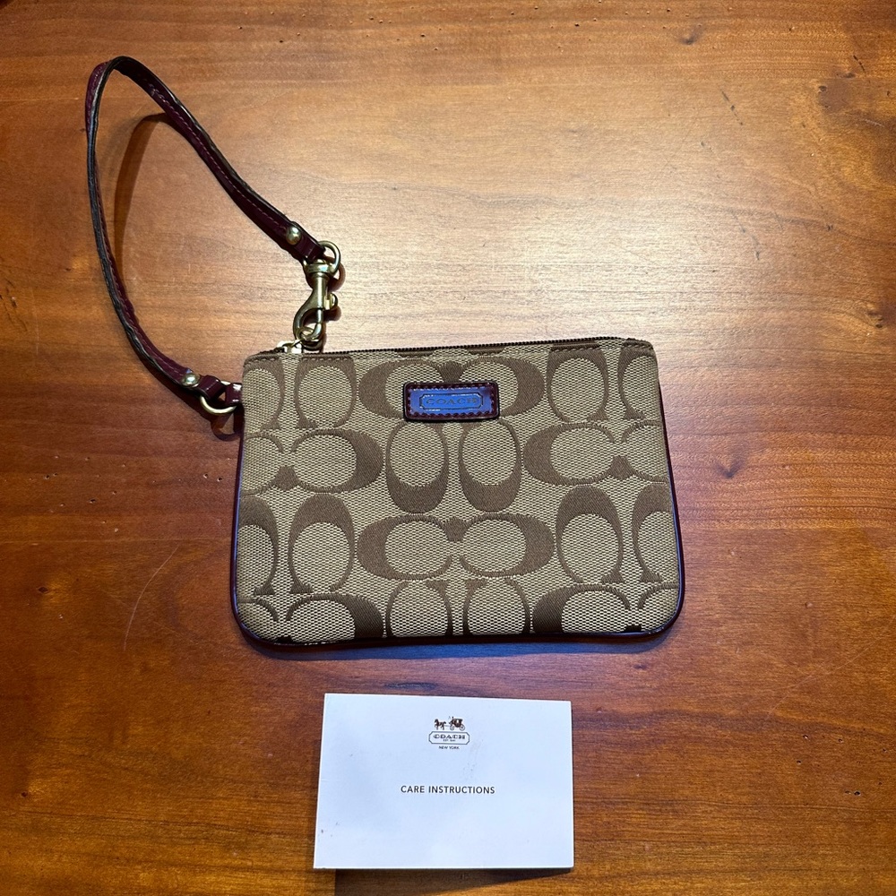 COACH Signature C Khaki Canvas Wristlet